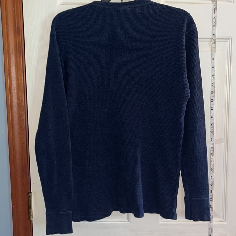 Polo Ralph Lauren-waffle knit night shirt. Navy blue with red detail. Size small - Picture 4 of 5